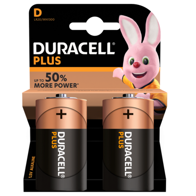 Duracell Plus D Size 2 Pack Box of 10