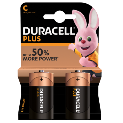 Duracell Plus C Size 2 Pack Box of 10